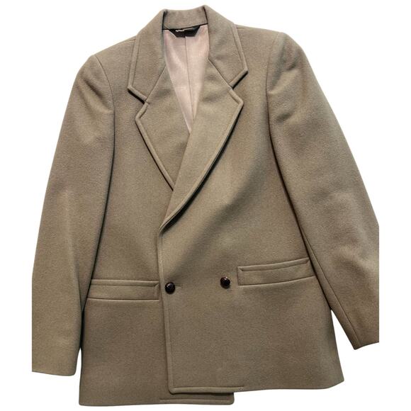 Vintage David Brooks Ltd Tan Taupe 100% Wool Blazer size 6 Light Academia 80s - Picture 1 of 11